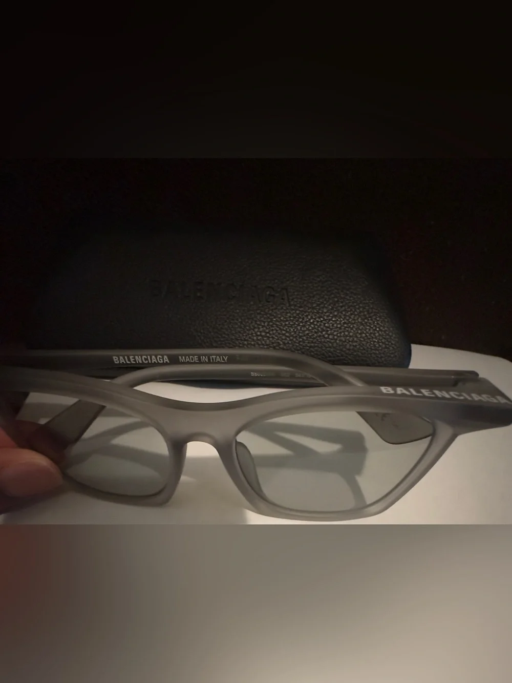 LIKE NEW Balenciaga Gray Square Frame Sunglasses. Comes with hard case & cloth.